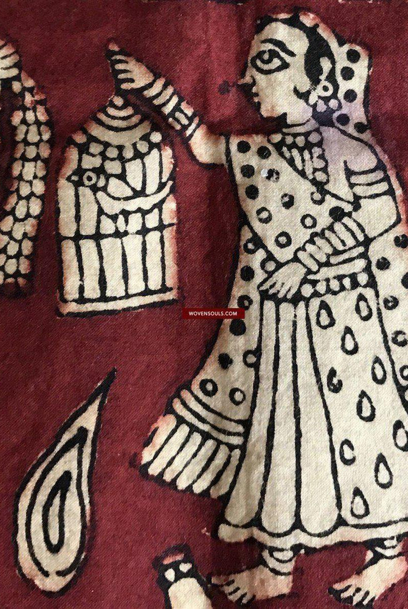 439 Mata Ni Pachedi Kalamkari Pittura artistica-WOVENSOULS-Arredamento artistico-tessile-vintage-antico