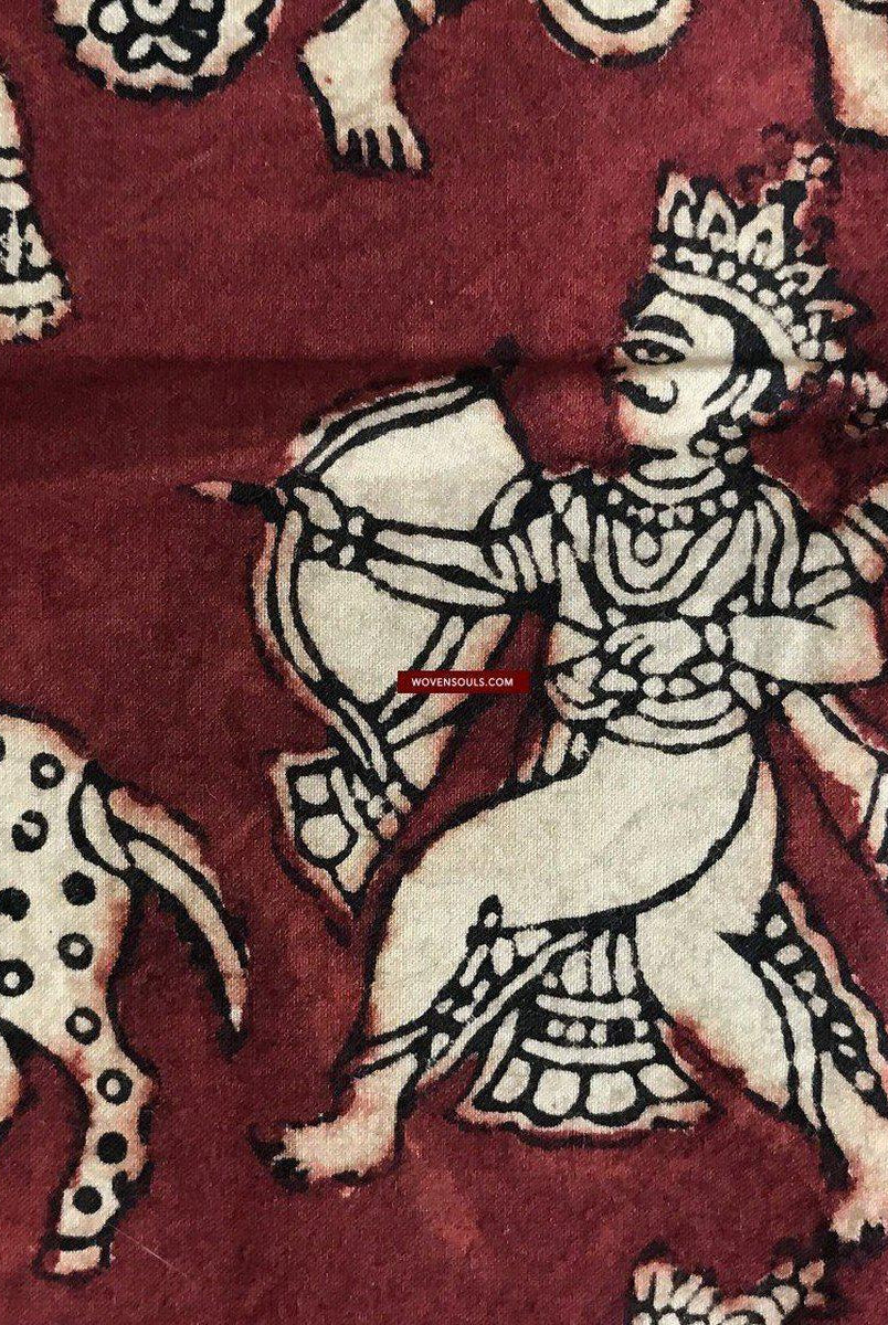 439 Mata Ni Pachedi Kalamkari Pittura artistica-WOVENSOULS-Arredamento artistico-tessile-vintage-antico