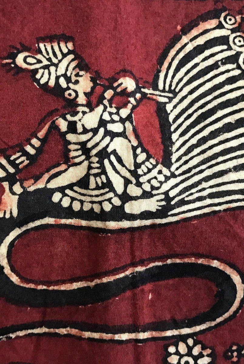 439 Mata Ni Pachedi Kalamkari Pittura artistica-WOVENSOULS-Arredamento artistico-tessile-vintage-antico