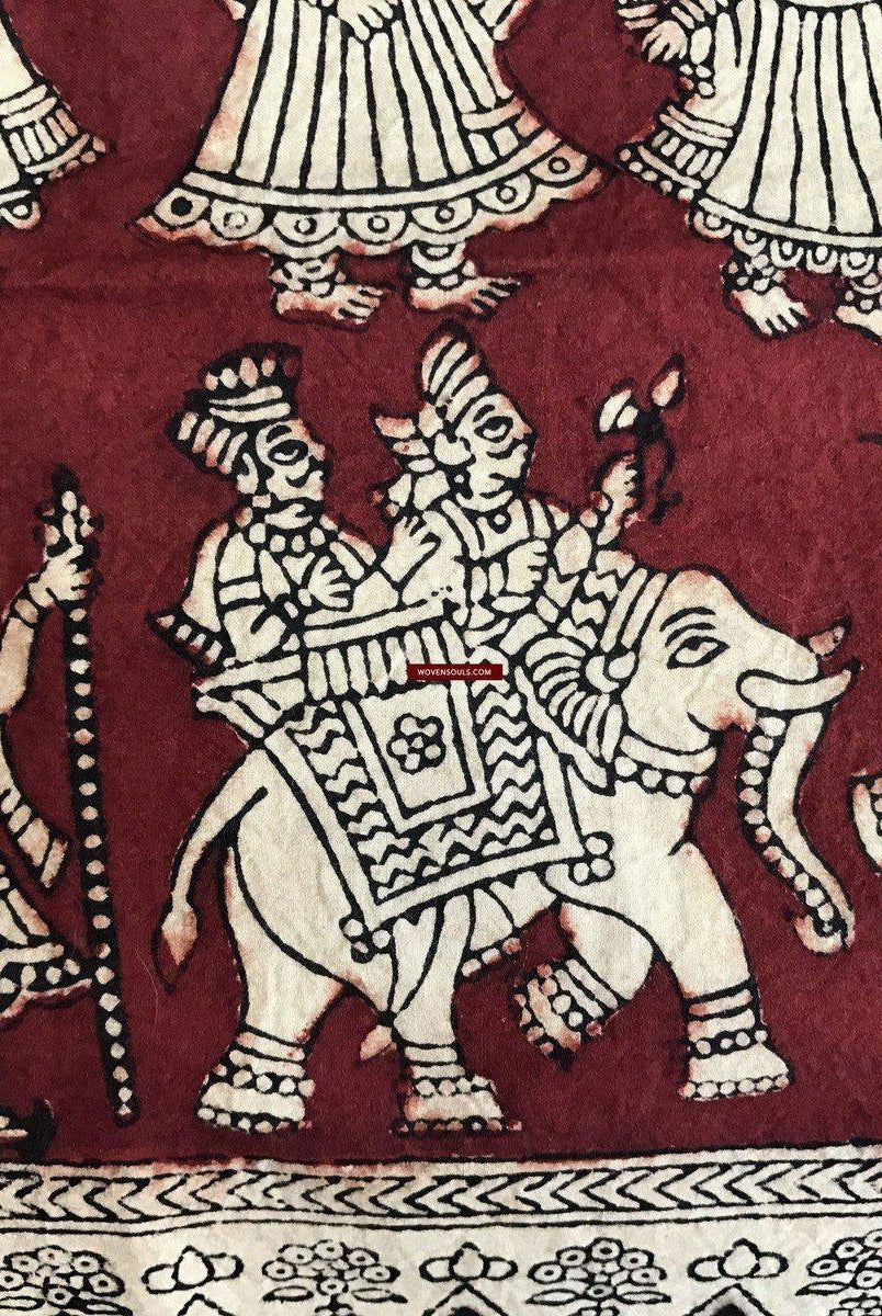 439 Mata Ni Pachedi Kalamkari Pittura artistica-WOVENSOULS-Arredamento artistico-tessile-vintage-antico