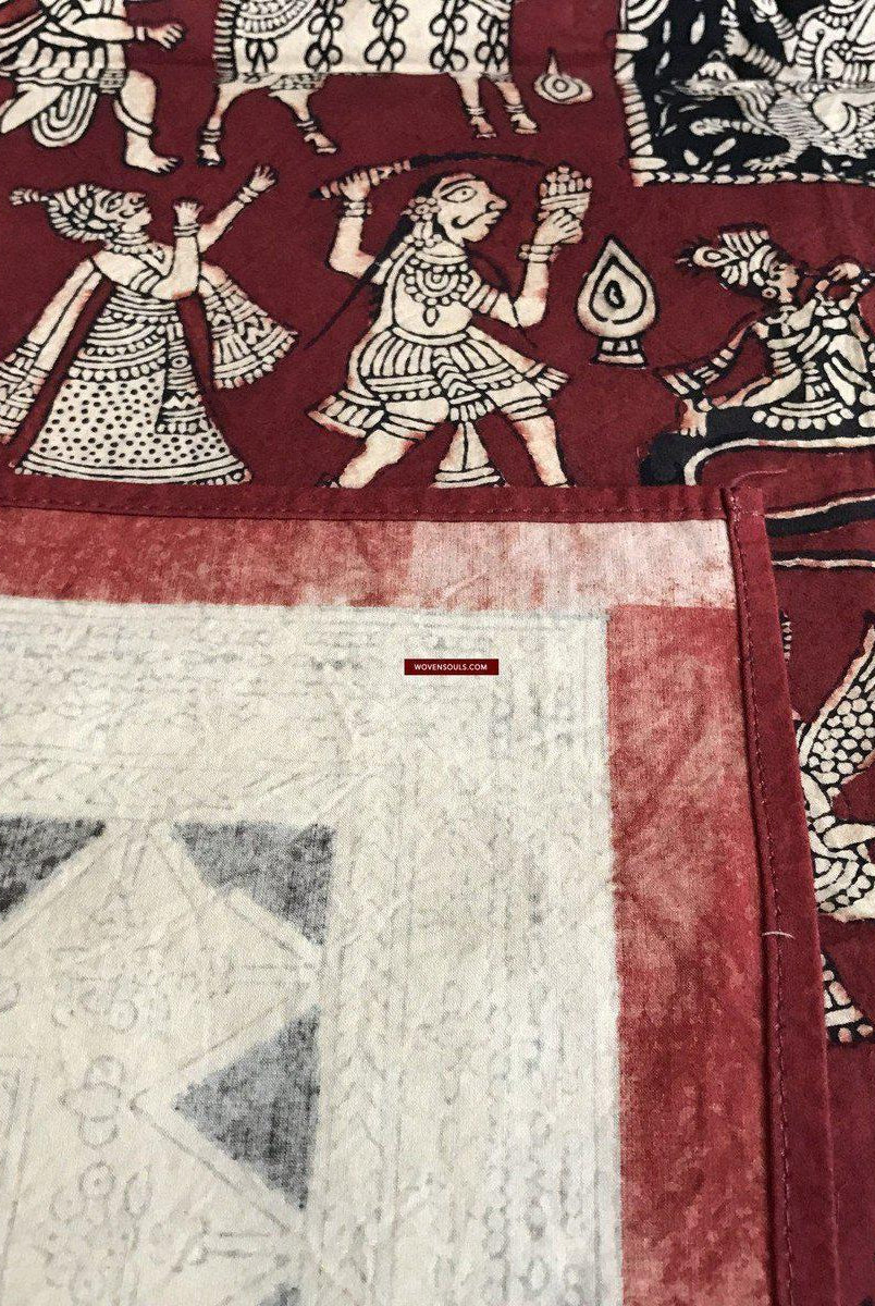 439 Mata Ni Pachedi Kalamkari Pittura artistica-WOVENSOULS-Arredamento artistico-tessile-vintage-antico