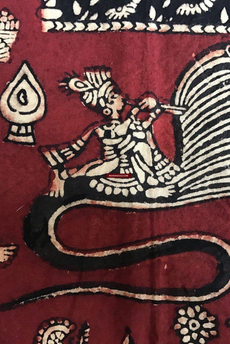 439 Mata Ni Pachedi Kalamkari Pittura artistica-WOVENSOULS-Arredamento artistico-tessile-vintage-antico