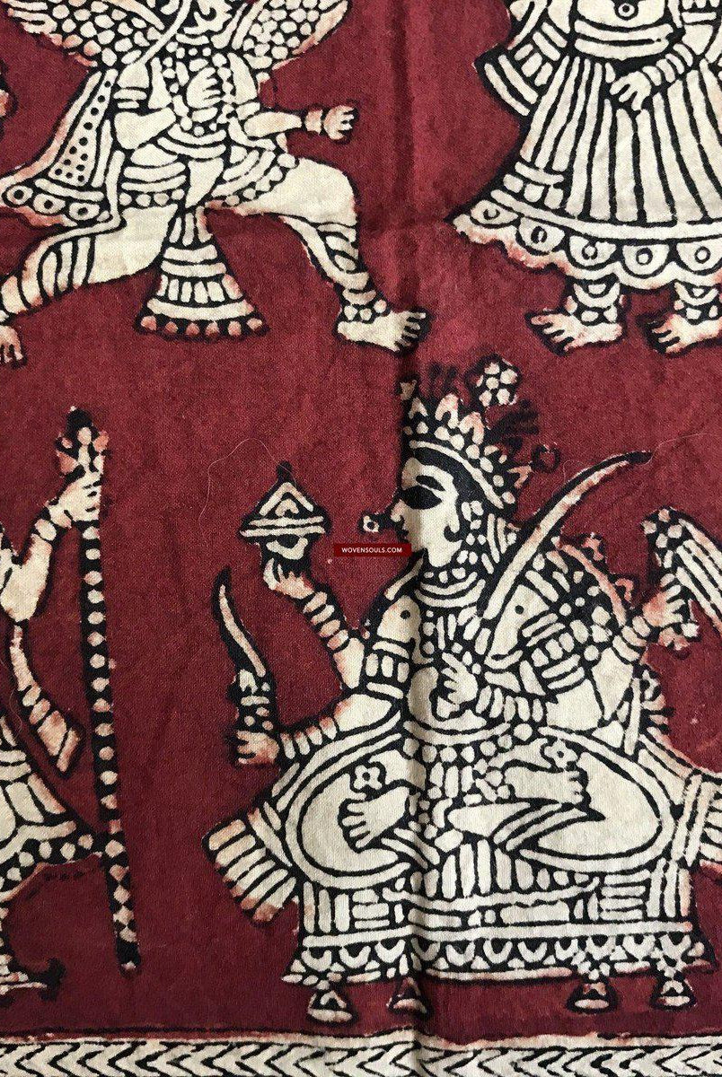 439 Mata Ni Pachedi Kalamkari Pittura artistica-WOVENSOULS-Arredamento artistico-tessile-vintage-antico