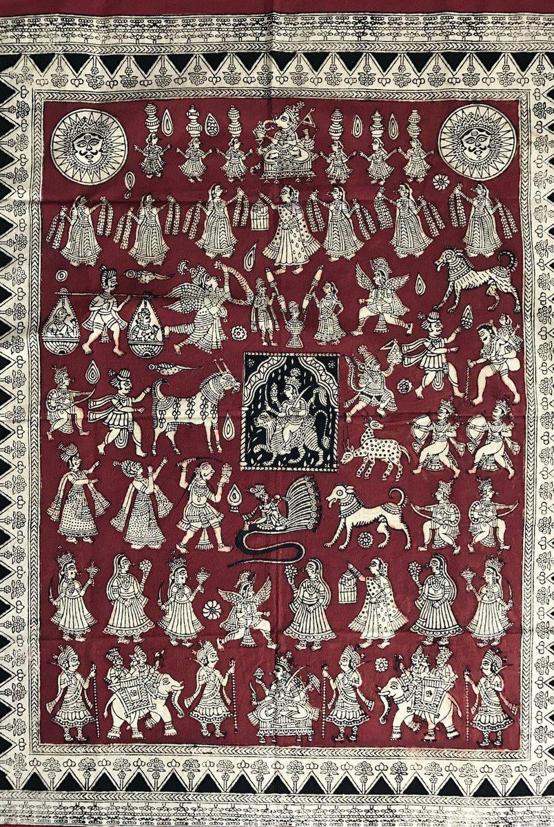 439 Mata Ni Pachedi Kalamkari Pittura artistica-WOVENSOULS-Arredamento artistico-tessile-vintage-antico