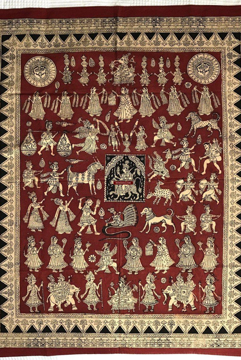439 Mata Ni Pachedi Kalamkari Pittura artistica-WOVENSOULS-Arredamento artistico-tessile-vintage-antico