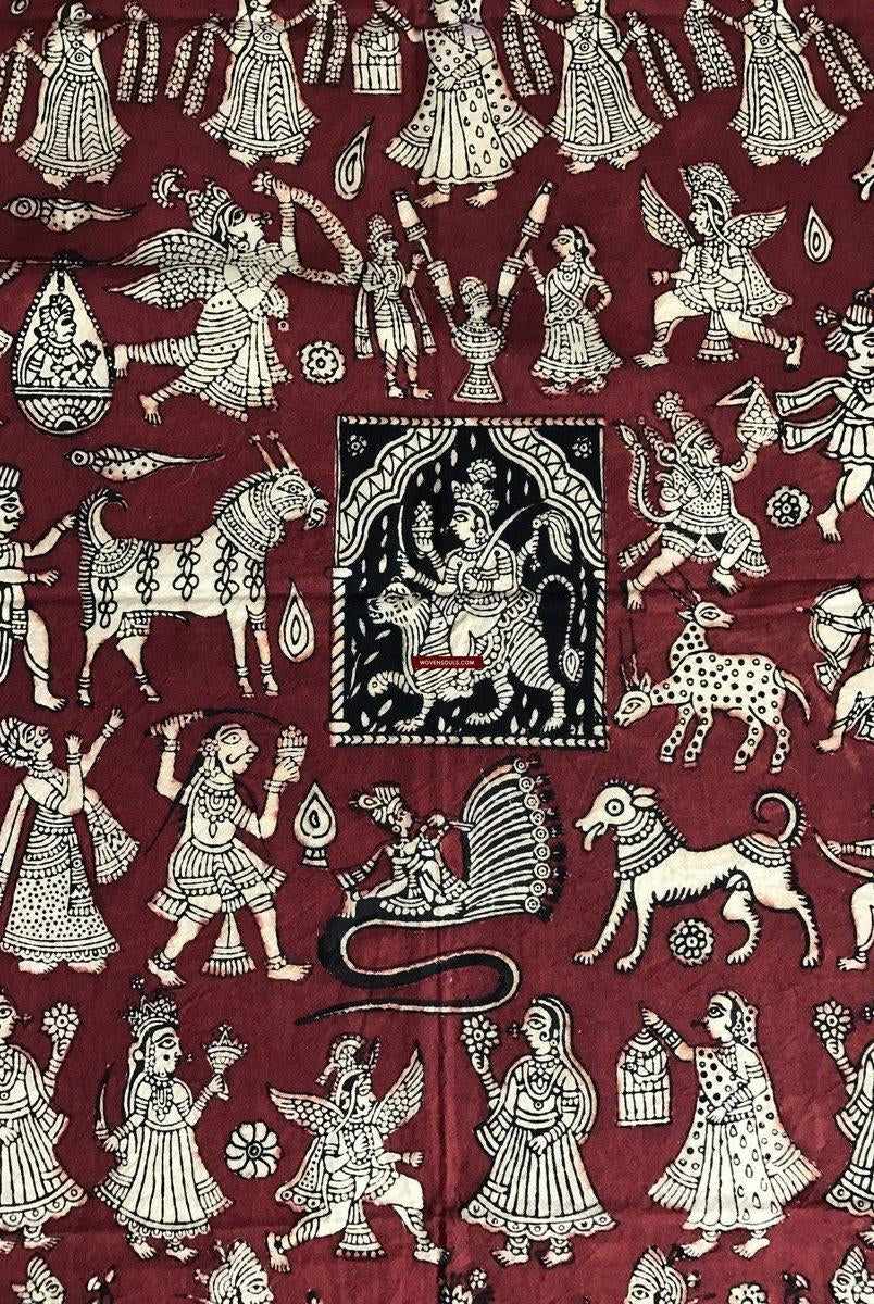439 Mata Ni Pachedi Kalamkari Pittura artistica-WOVENSOULS-Arredamento artistico-tessile-vintage-antico