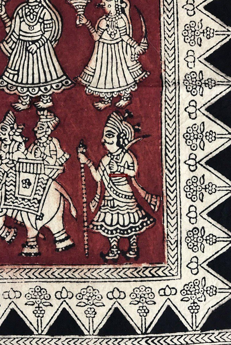 439 Mata Ni Pachedi Kalamkari Pittura artistica-WOVENSOULS-Arredamento artistico-tessile-vintage-antico