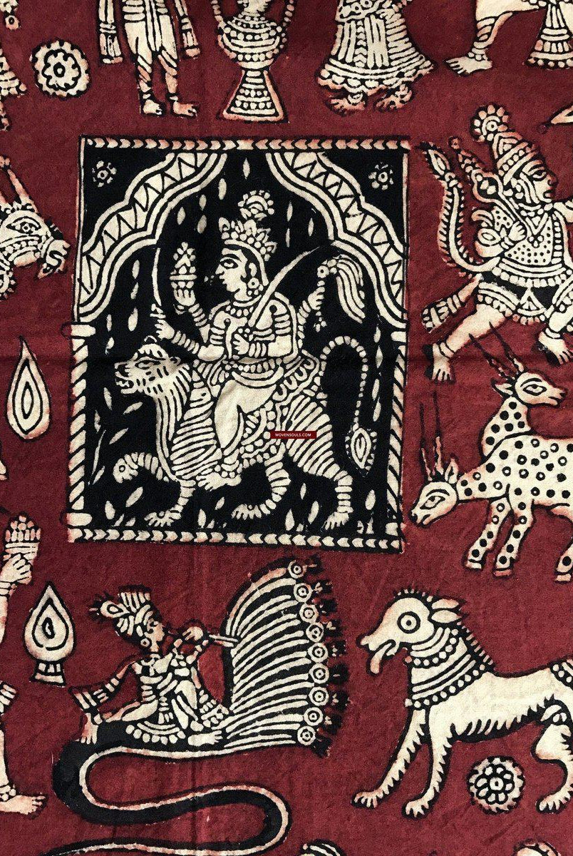 439 Mata Ni Pachedi Kalamkari Pittura artistica-WOVENSOULS-Arredamento artistico-tessile-vintage-antico