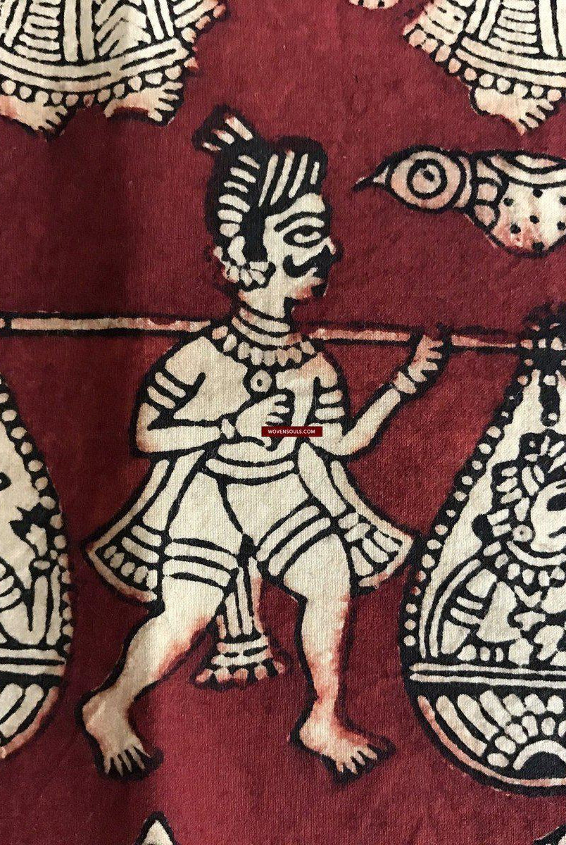 439 Mata Ni Pachedi Kalamkari Pittura artistica-WOVENSOULS-Arredamento artistico-tessile-vintage-antico
