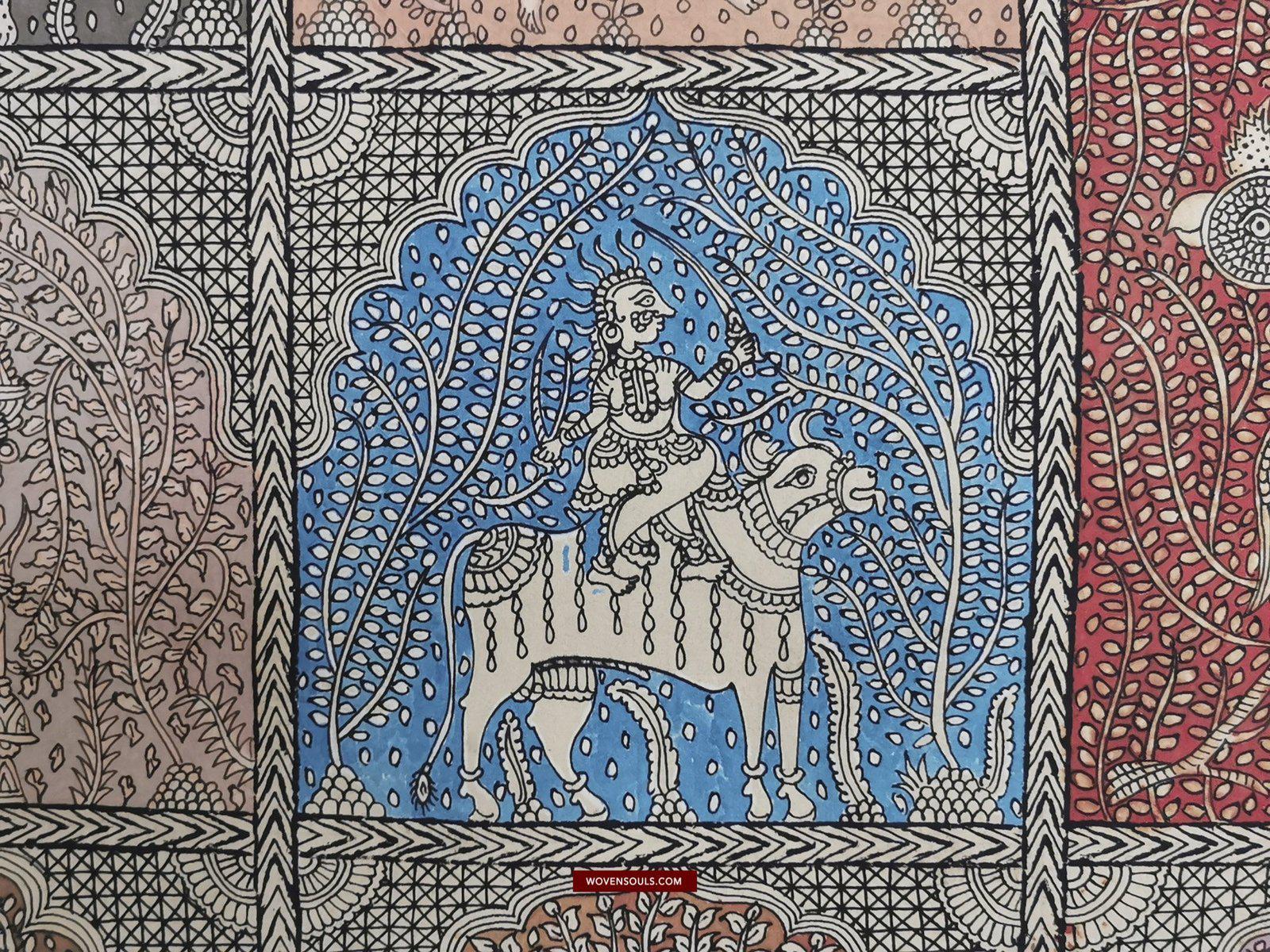 440 Multicolor Mata Ni Pachedi Kalamkari Textile Art-WOVENSOULS-Antique-Vintage-Textiles-Art-Decor