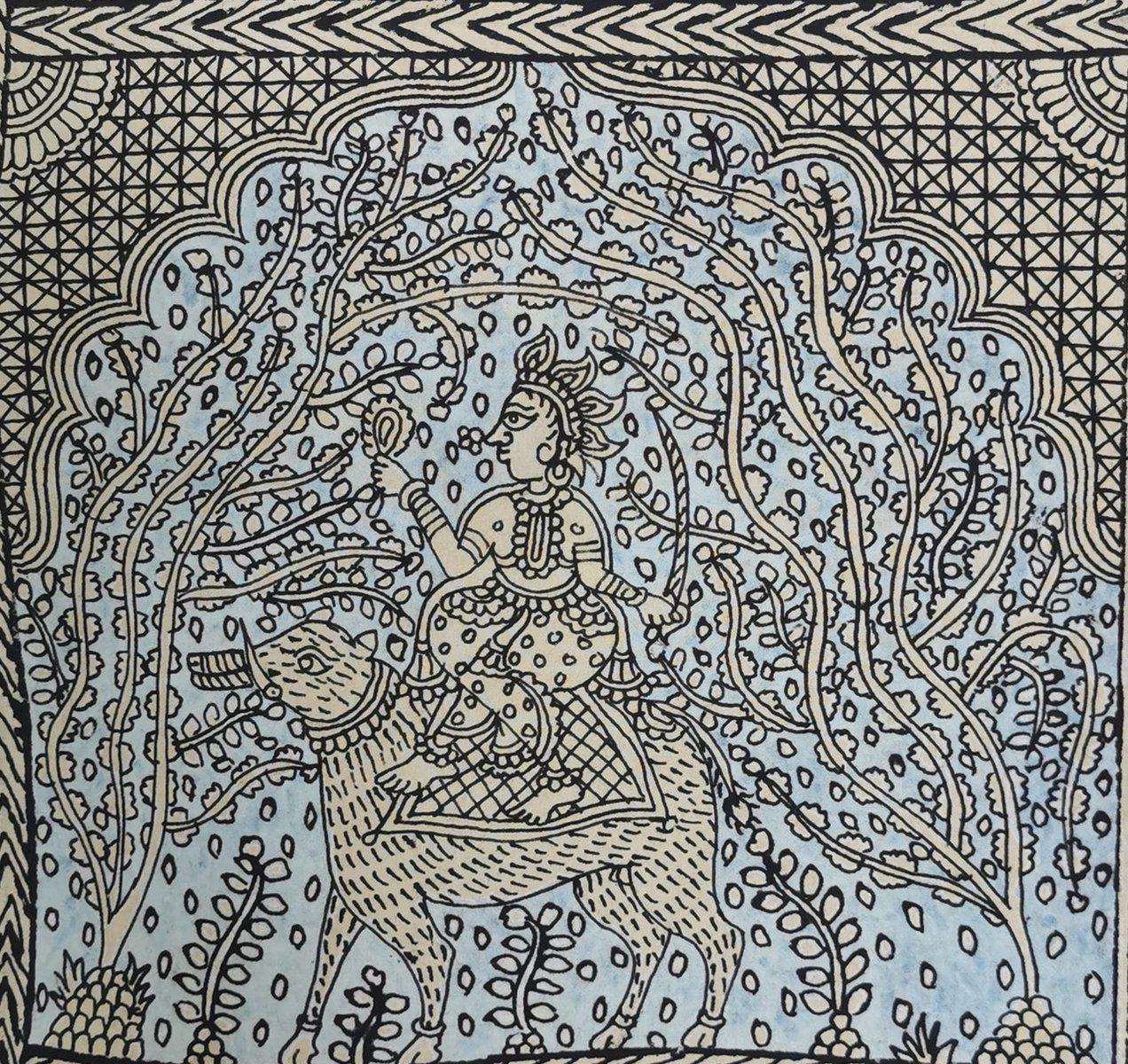 440 Multicolor Mata Ni Pachedi Kalamkari Textile Art-WOVENSOULS-Antique-Vintage-Textiles-Art-Decor