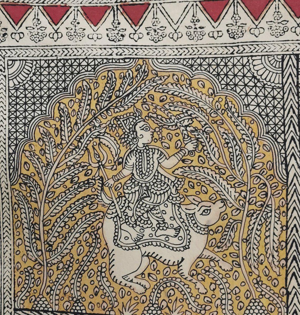 440 Multicolor Mata Ni Pachedi Kalamkari Textile Art-WOVENSOULS-Antique-Vintage-Textiles-Art-Decor
