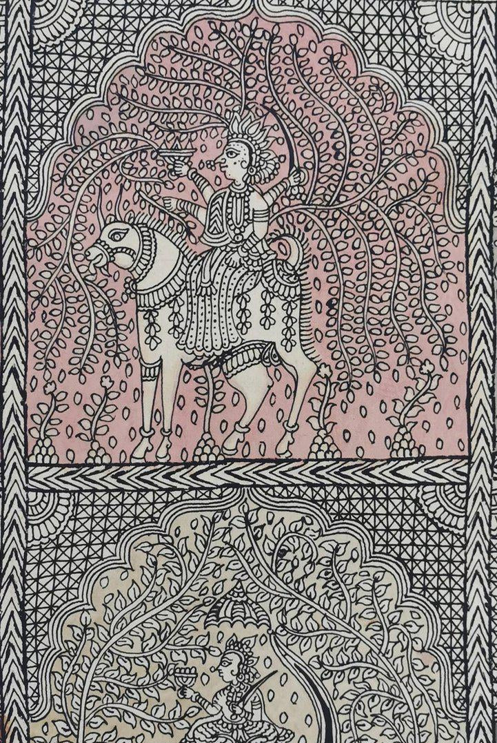 440 Arte tessile multicolore Mata Ni Pachedi Kalamkari-WOVENSOULS-Arredamento artistico-tessile-vintage-antico