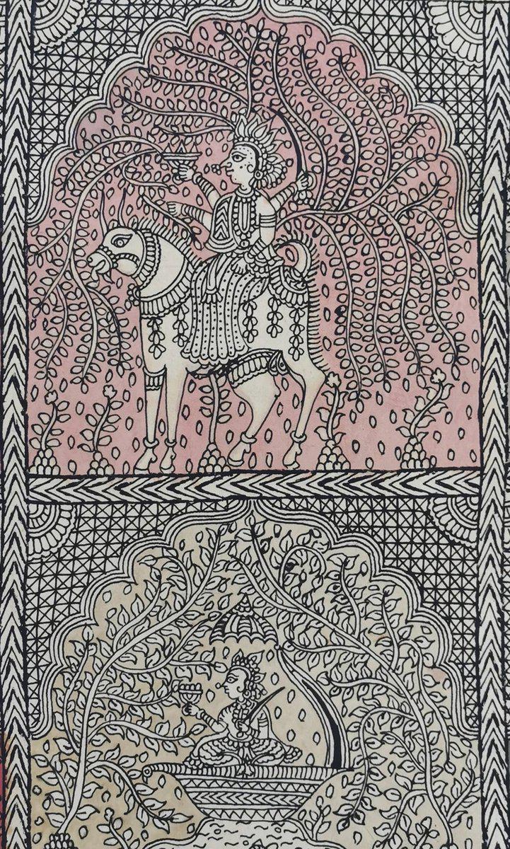 440 Multicolor Mata Ni Pachedi Kalamkari Textile Art-WOVENSOULS-Antique-Vintage-Textiles-Art-Decor