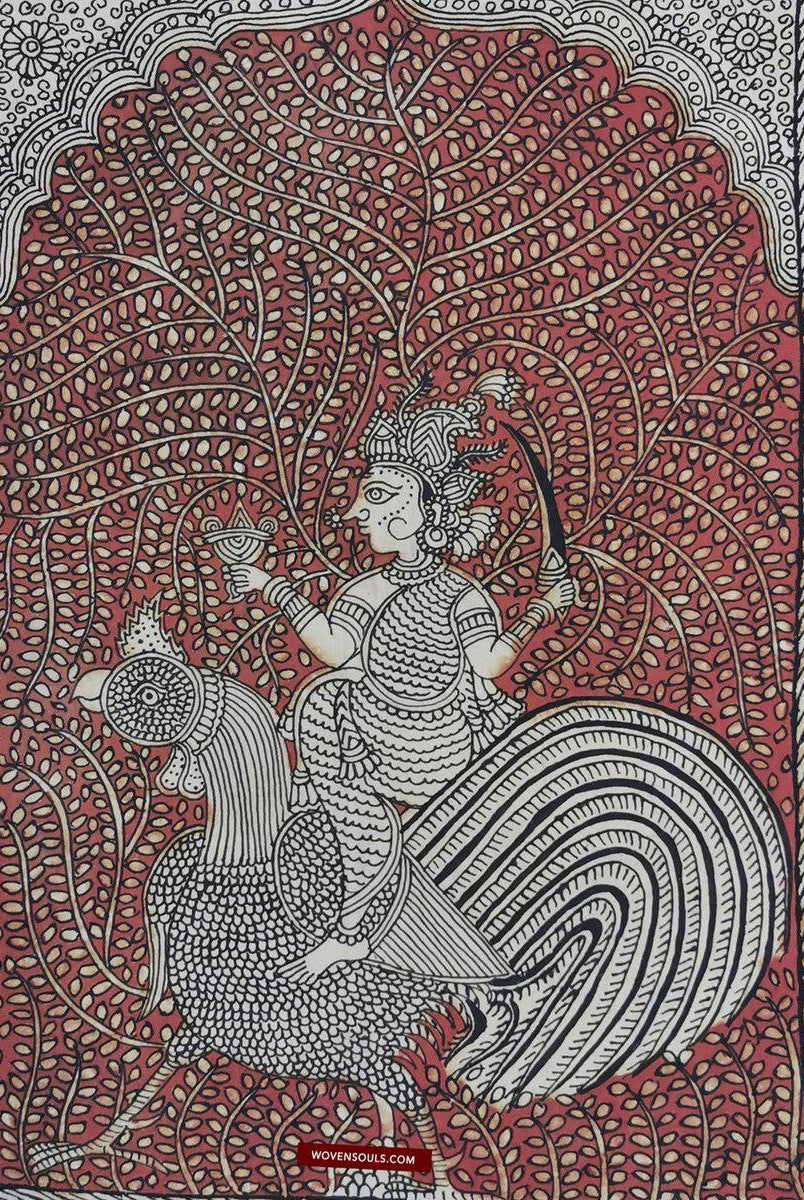440 Multicolor Mata Ni Pachedi Kalamkari Textile Art-WOVENSOULS-Antique-Vintage-Textiles-Art-Decor