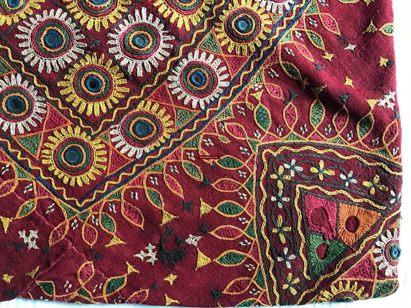 471 SOLD Large Vintage HandSpun Cotton Dowry Bag with Embroidery-WOVENSOULS-Antique-Vintage-Textiles-Art-Decor