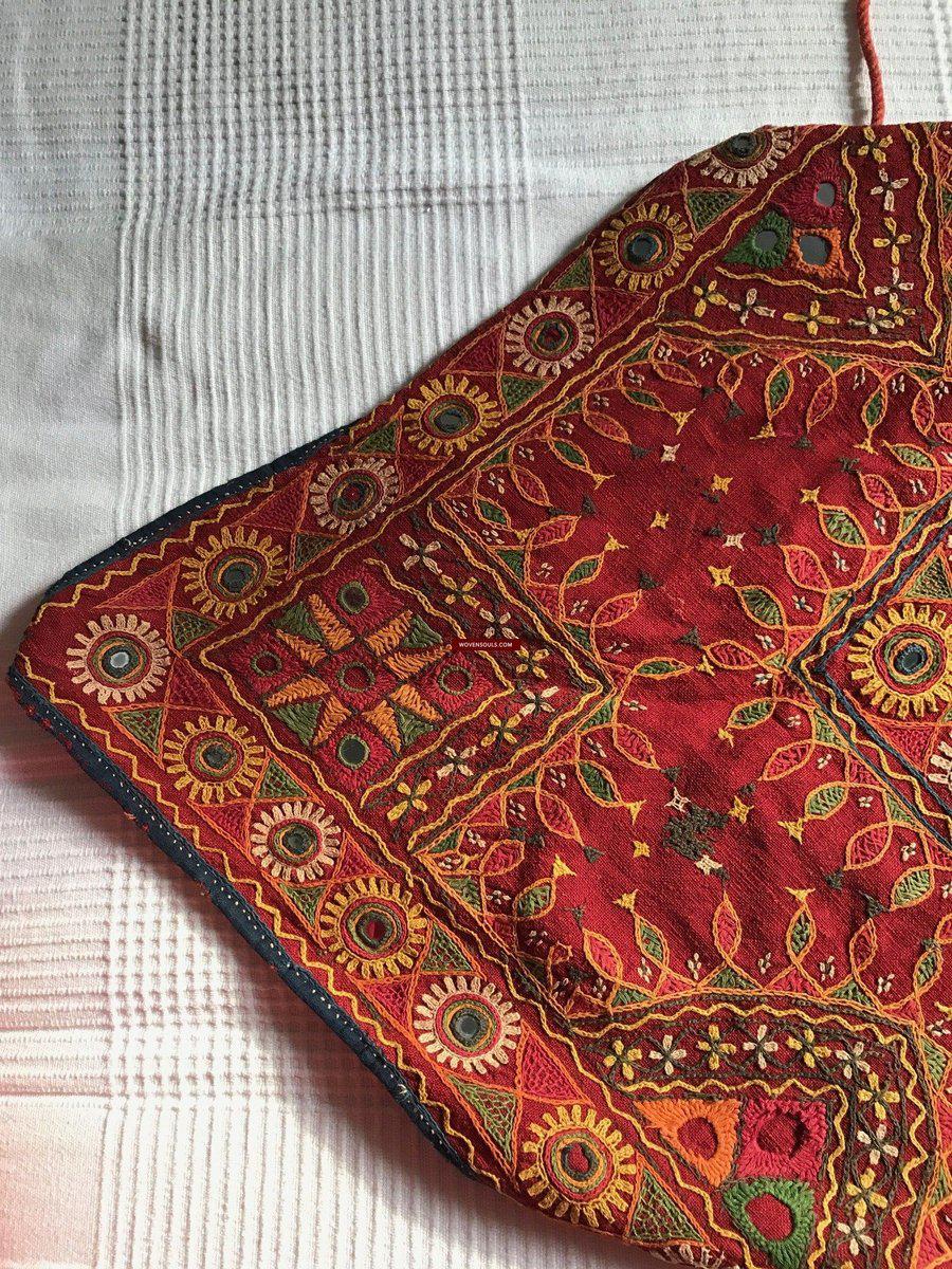 471 SOLD Large Vintage HandSpun Cotton Dowry Bag with Embroidery-WOVENSOULS-Antique-Vintage-Textiles-Art-Decor