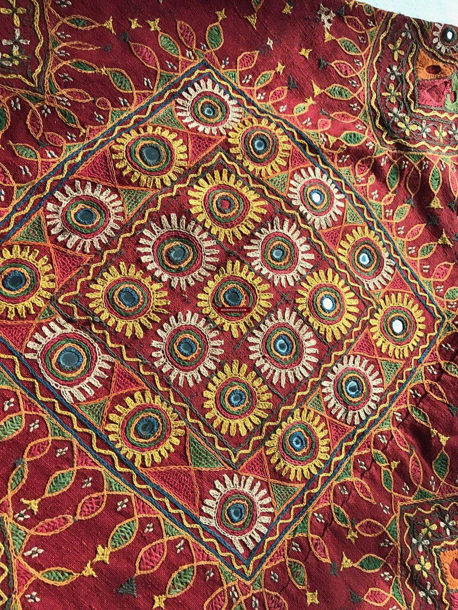 471 SOLD Large Vintage HandSpun Cotton Dowry Bag with Embroidery-WOVENSOULS-Antique-Vintage-Textiles-Art-Decor