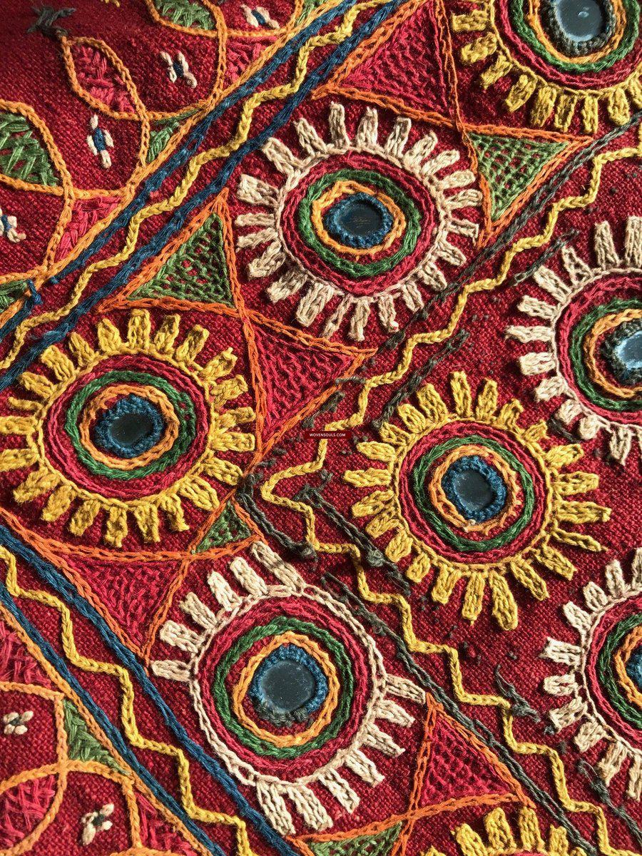 471 SOLD Large Vintage HandSpun Cotton Dowry Bag with Embroidery-WOVENSOULS-Antique-Vintage-Textiles-Art-Decor