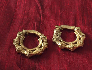 491 Tribal Gold Jewelry - Pair of Earrings-WOVENSOULS-Antique-Vintage-Textiles-Art-Decor