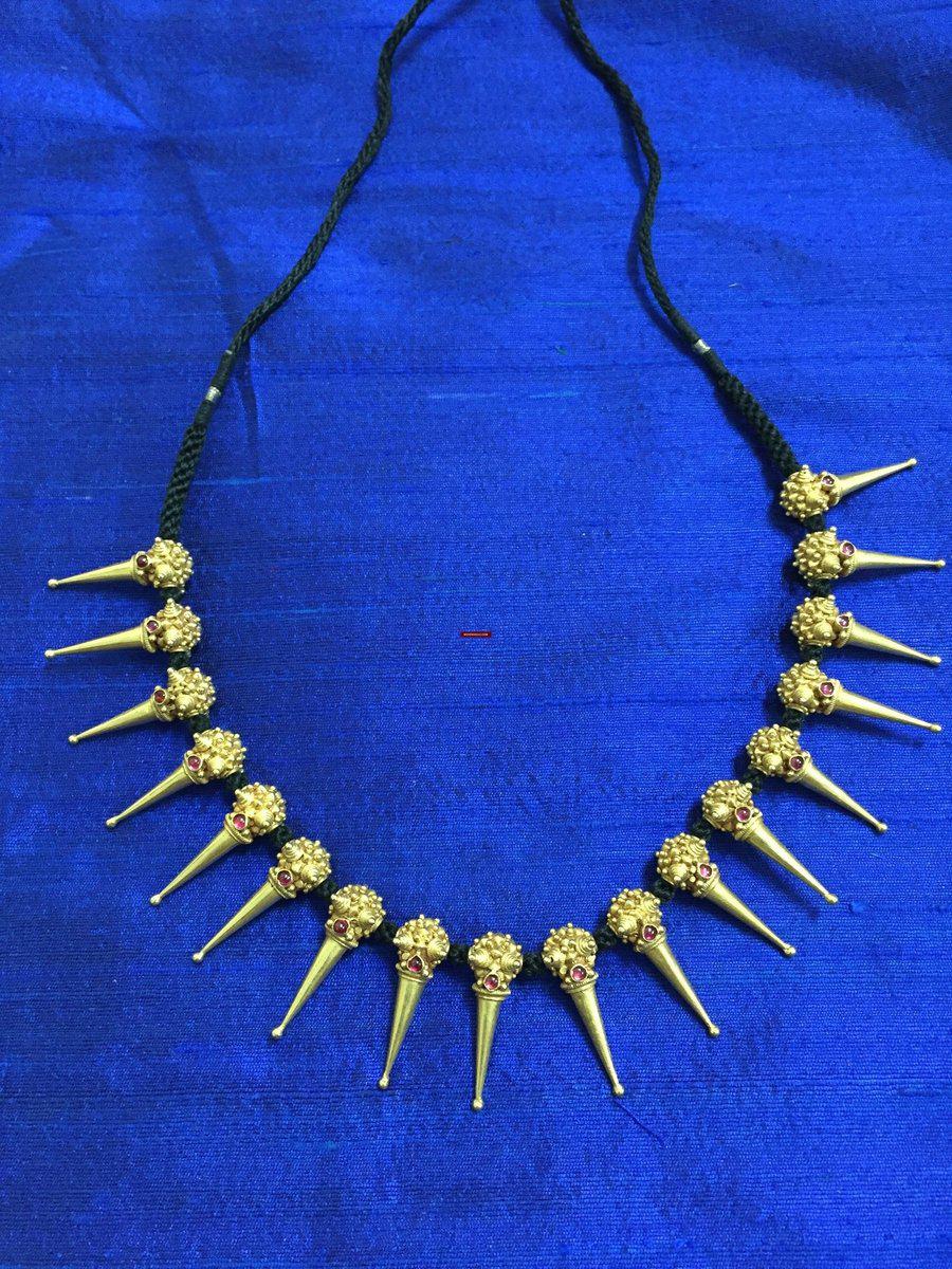 500 Gold Necklace made of Old Gokhru Bits and rubies - SOLD-WOVENSOULS-Antique-Vintage-Textiles-Art-Decor