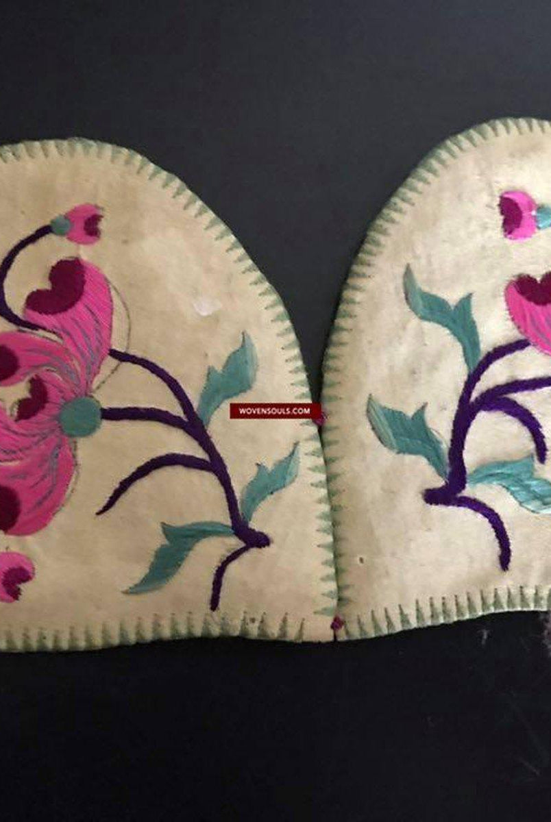 5004 Antique Chinese Infant's Silk Earmuffs with Embrodiery-WOVENSOULS-Antique-Vintage-Textiles-Art-Decor