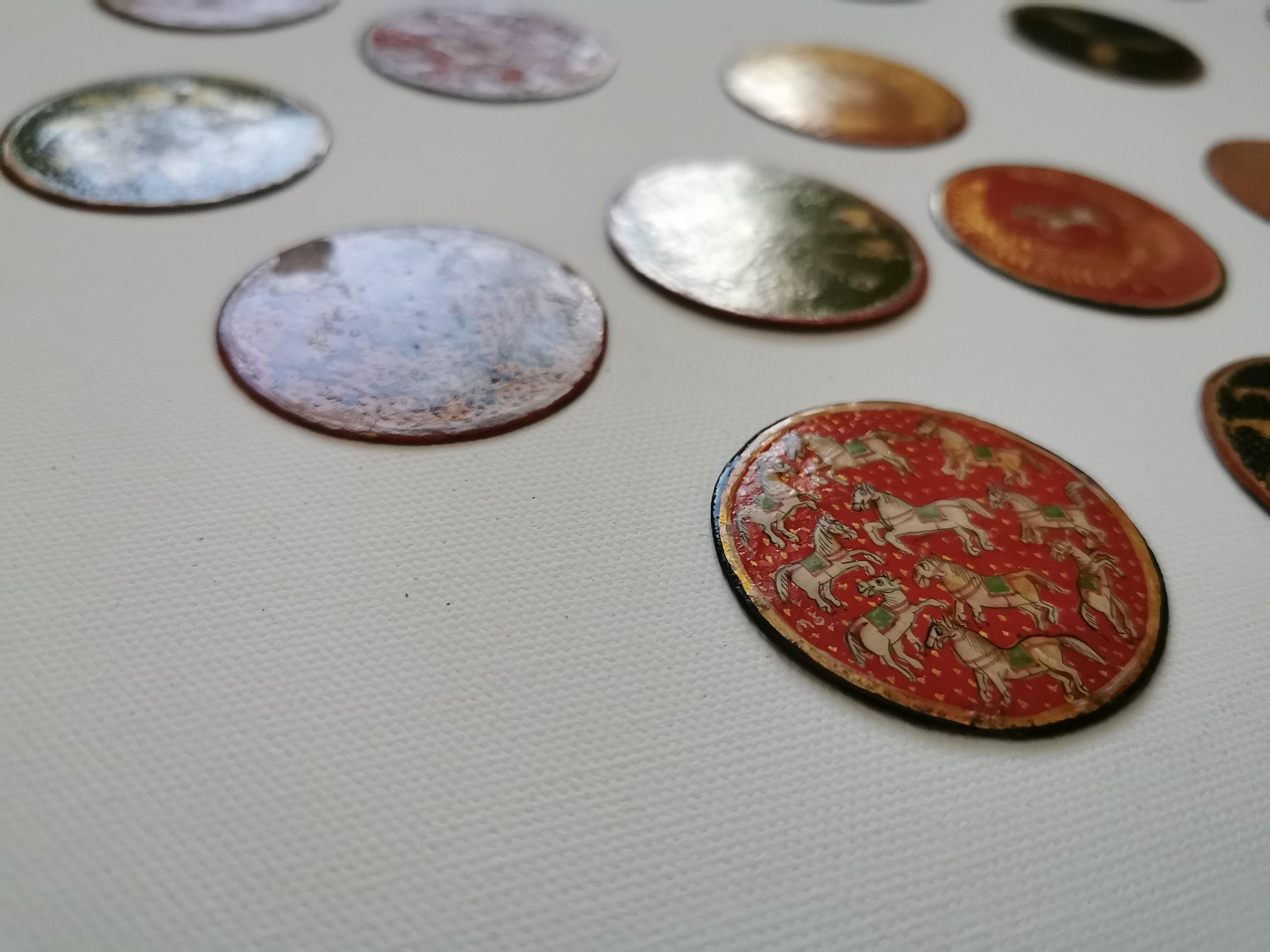 5011-C SOLD Group of 20 Antique Lacquered Ganjifa Playing Cards-WOVENSOULS Antique Textiles & Art Gallery