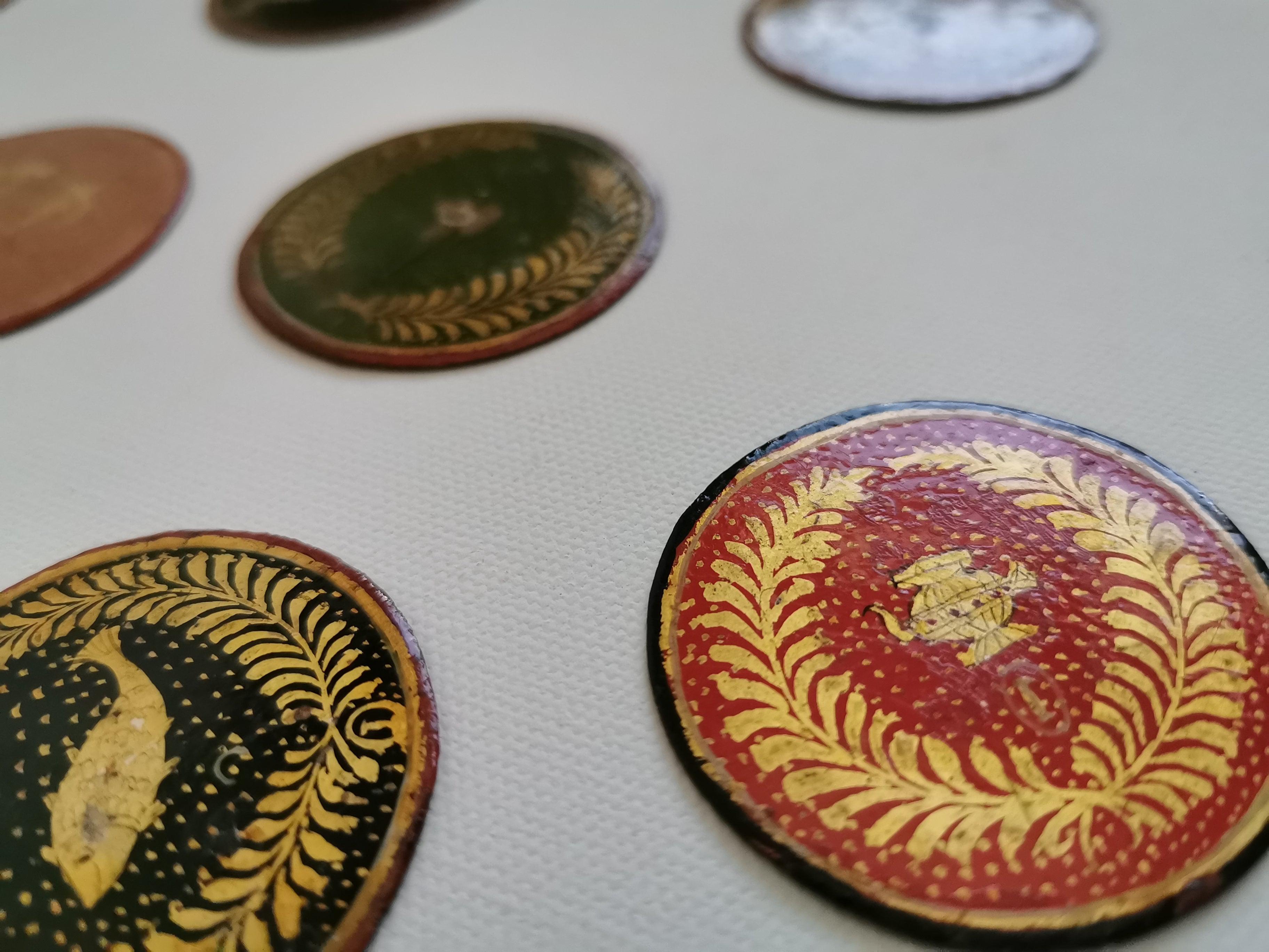 5011-C SOLD Group of 20 Antique Lacquered Ganjifa Playing Cards-WOVENSOULS Antique Textiles & Art Gallery