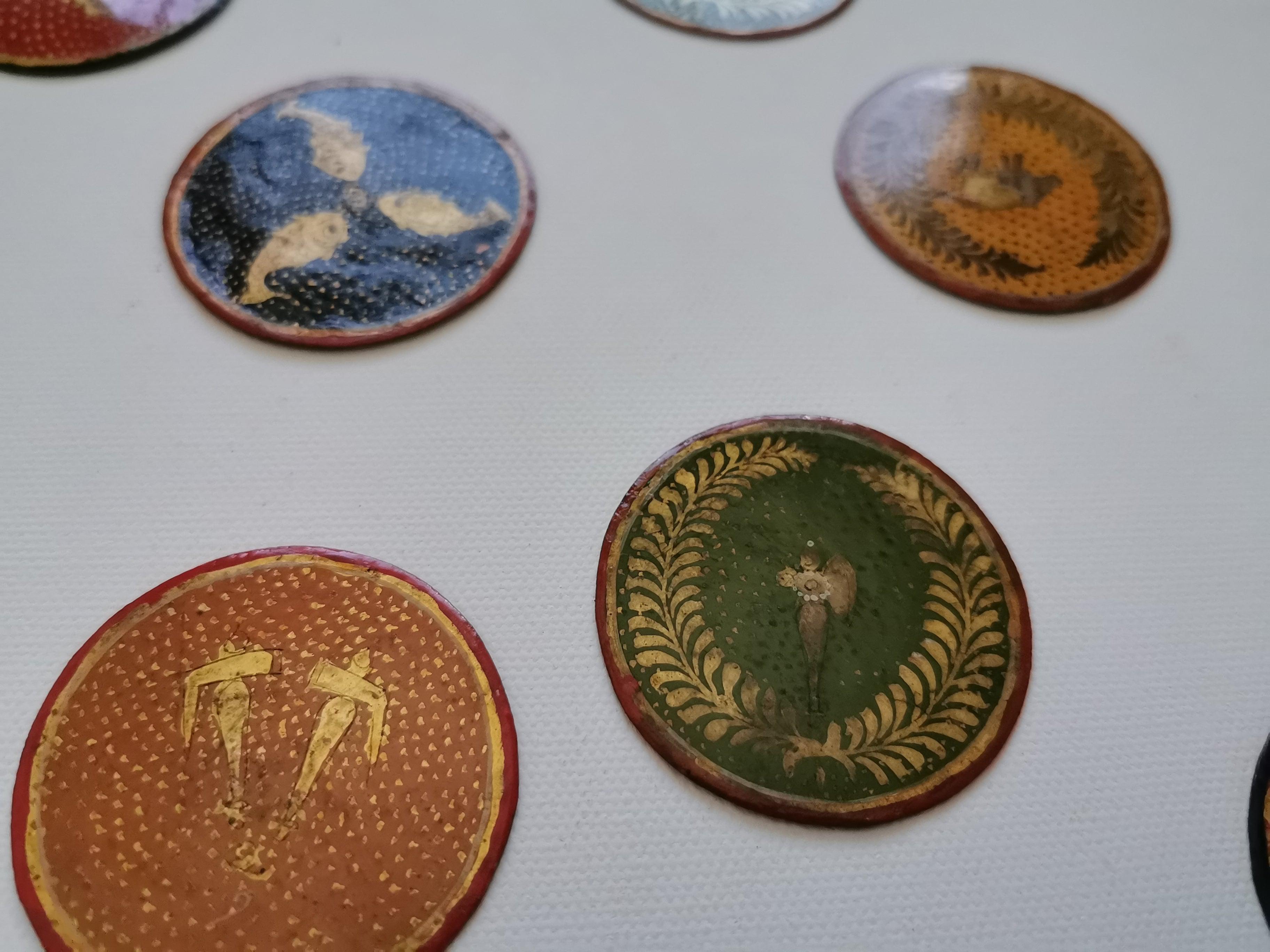 5011-C SOLD Group of 20 Antique Lacquered Ganjifa Playing Cards-WOVENSOULS Antique Textiles & Art Gallery