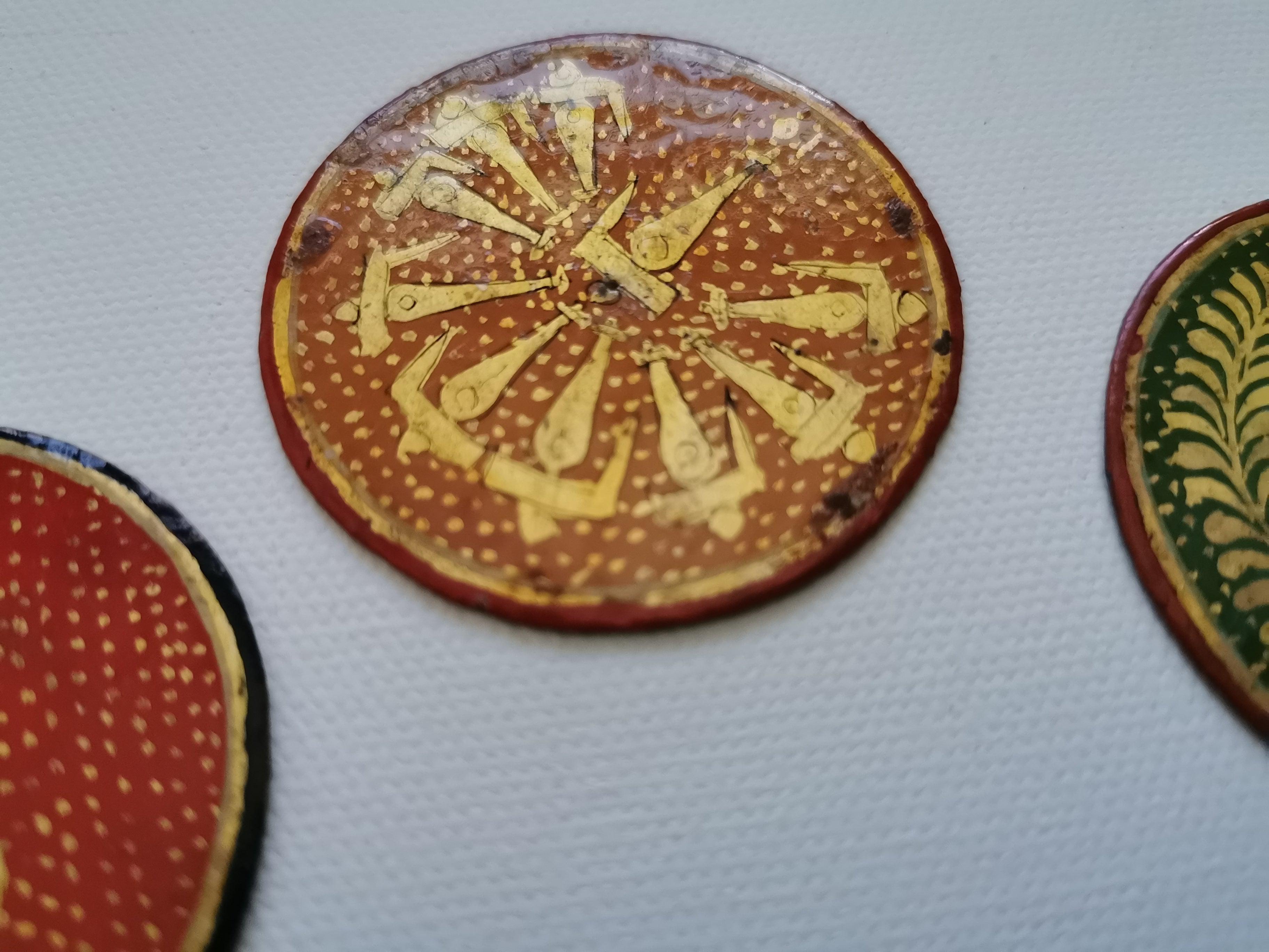 5011-C SOLD Group of 20 Antique Lacquered Ganjifa Playing Cards-WOVENSOULS Antique Textiles & Art Gallery