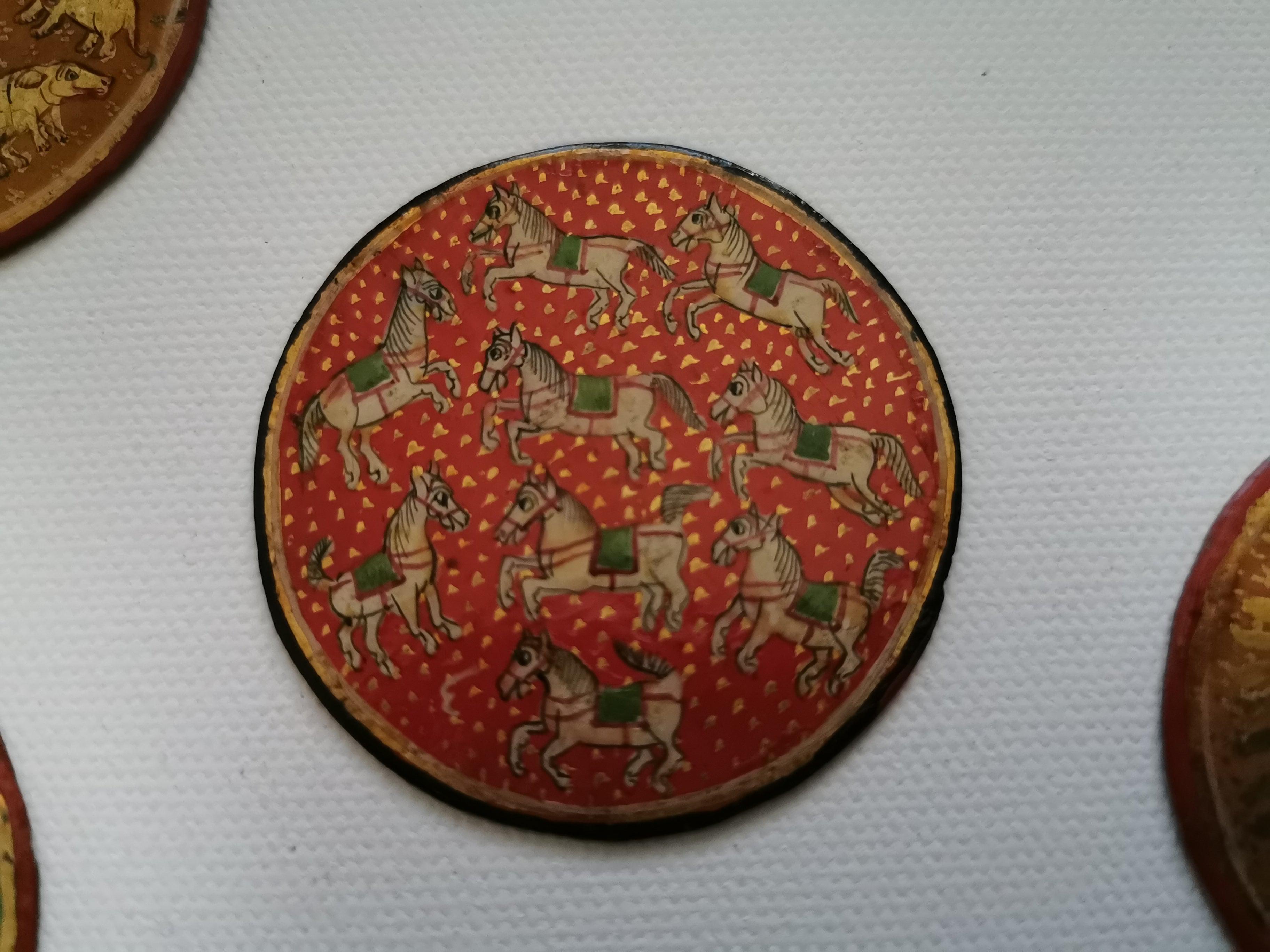 5011-C SOLD Group of 20 Antique Lacquered Ganjifa Playing Cards-WOVENSOULS Antique Textiles & Art Gallery