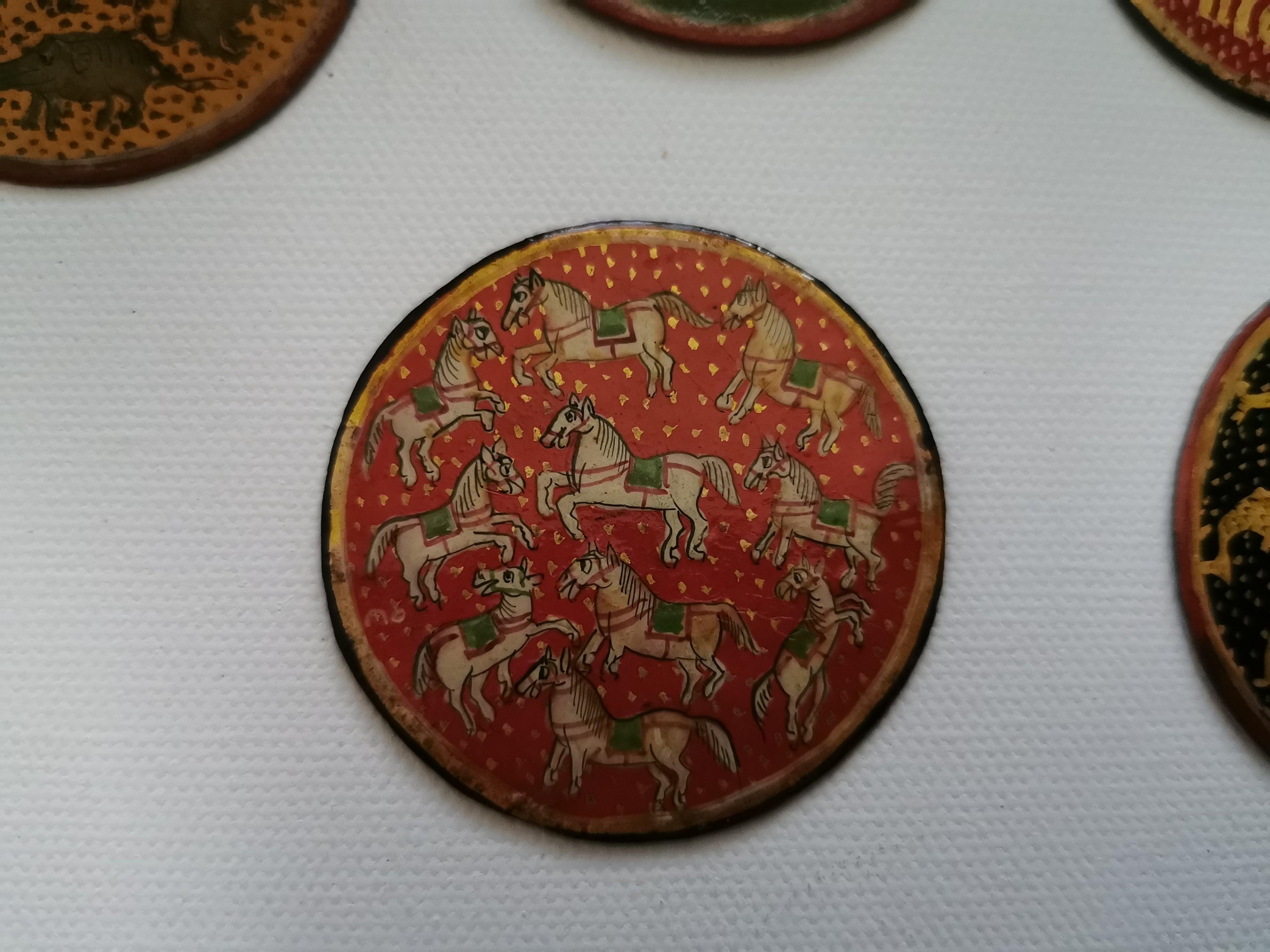 5011-C SOLD Group of 20 Antique Lacquered Ganjifa Playing Cards-WOVENSOULS Antique Textiles & Art Gallery