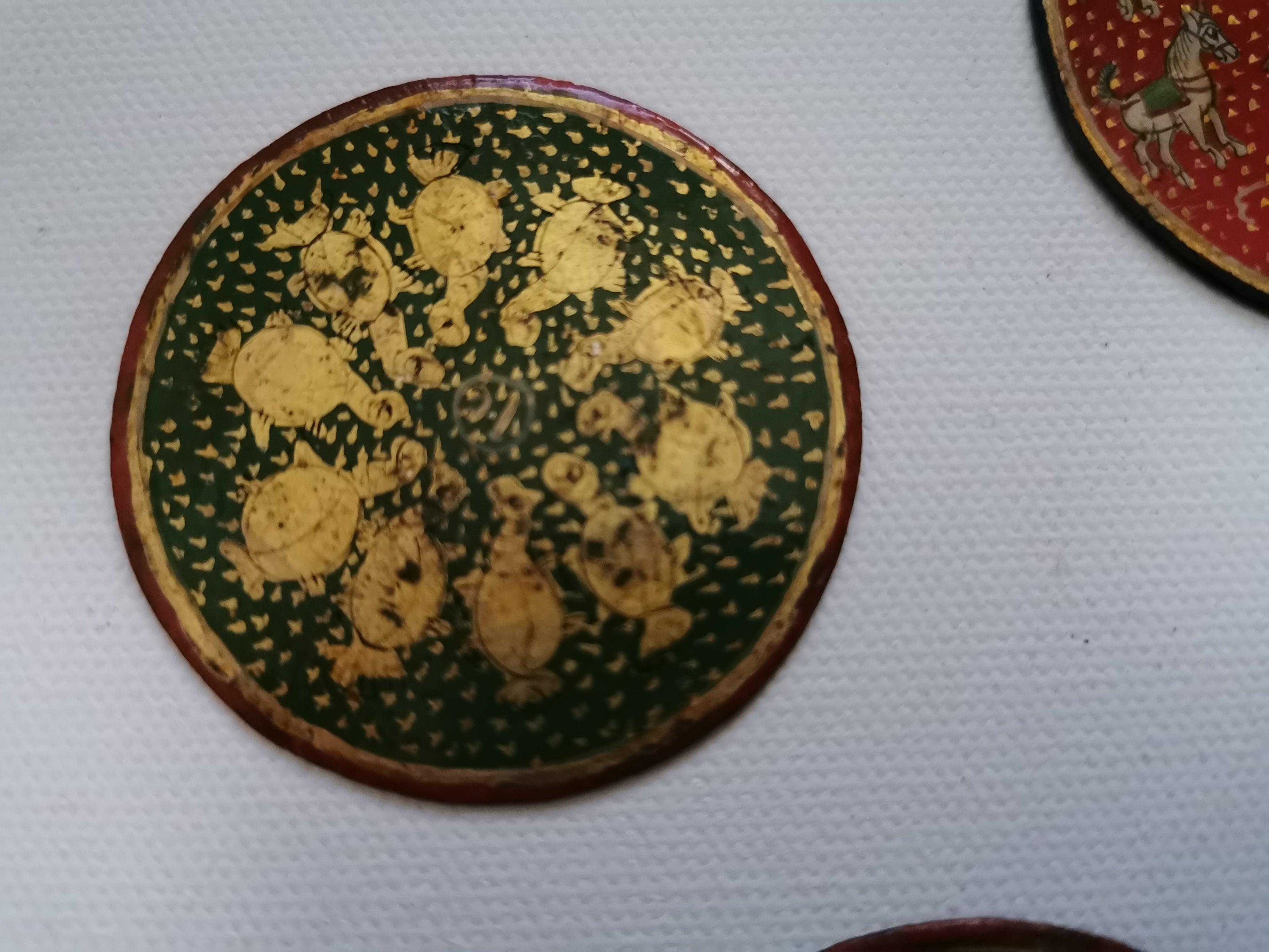 5011-C SOLD Group of 20 Antique Lacquered Ganjifa Playing Cards-WOVENSOULS Antique Textiles & Art Gallery