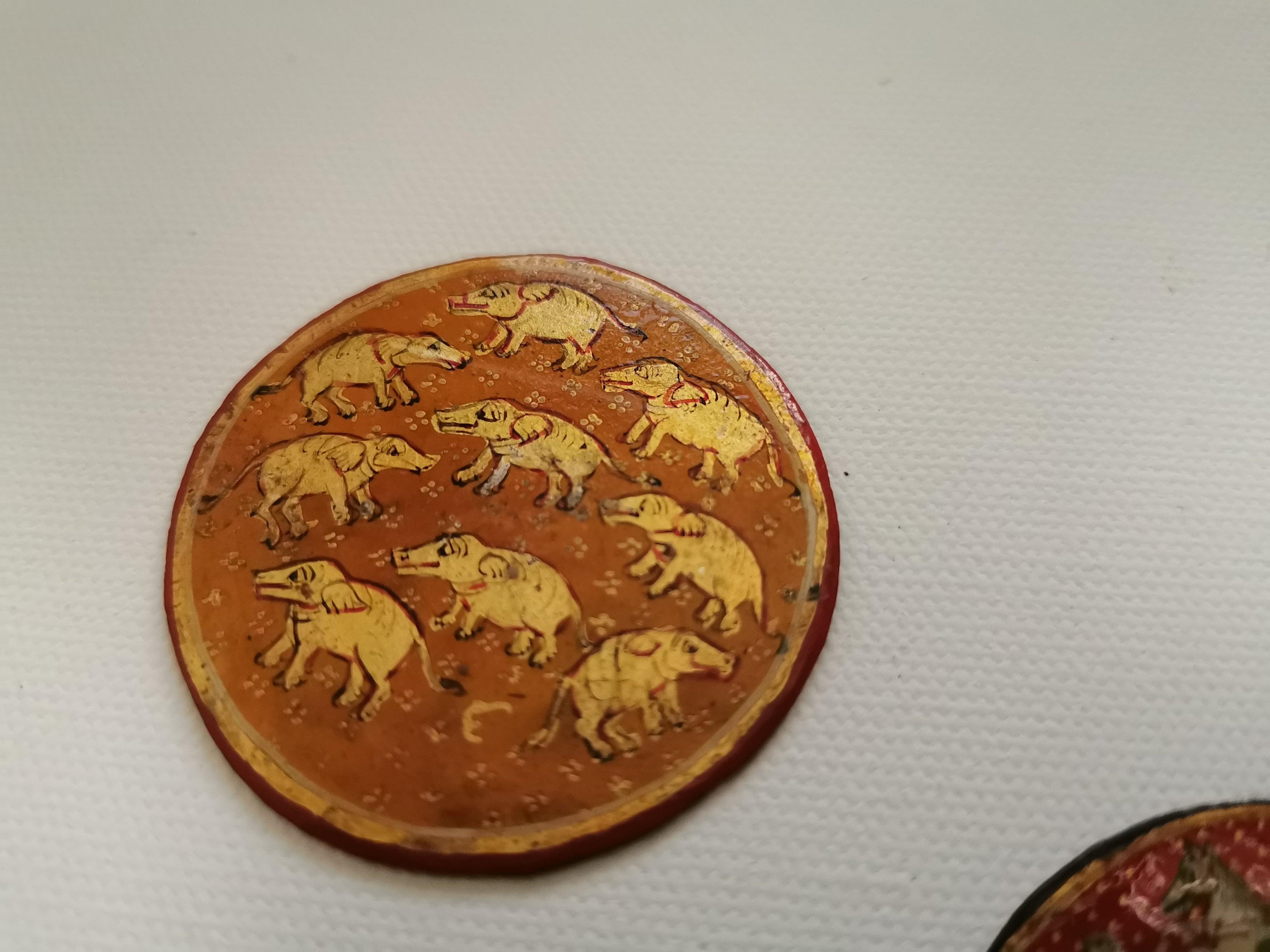 5011-C SOLD Group of 20 Antique Lacquered Ganjifa Playing Cards-WOVENSOULS Antique Textiles & Art Gallery