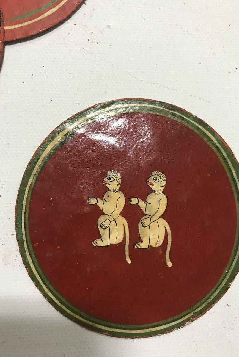 5011 Groupe de 12 anciennes cartes à jouer Ganjifa laquées Sawantwadi-WOVENSOULS-Antique-Vintage-Textiles-Art-Décor