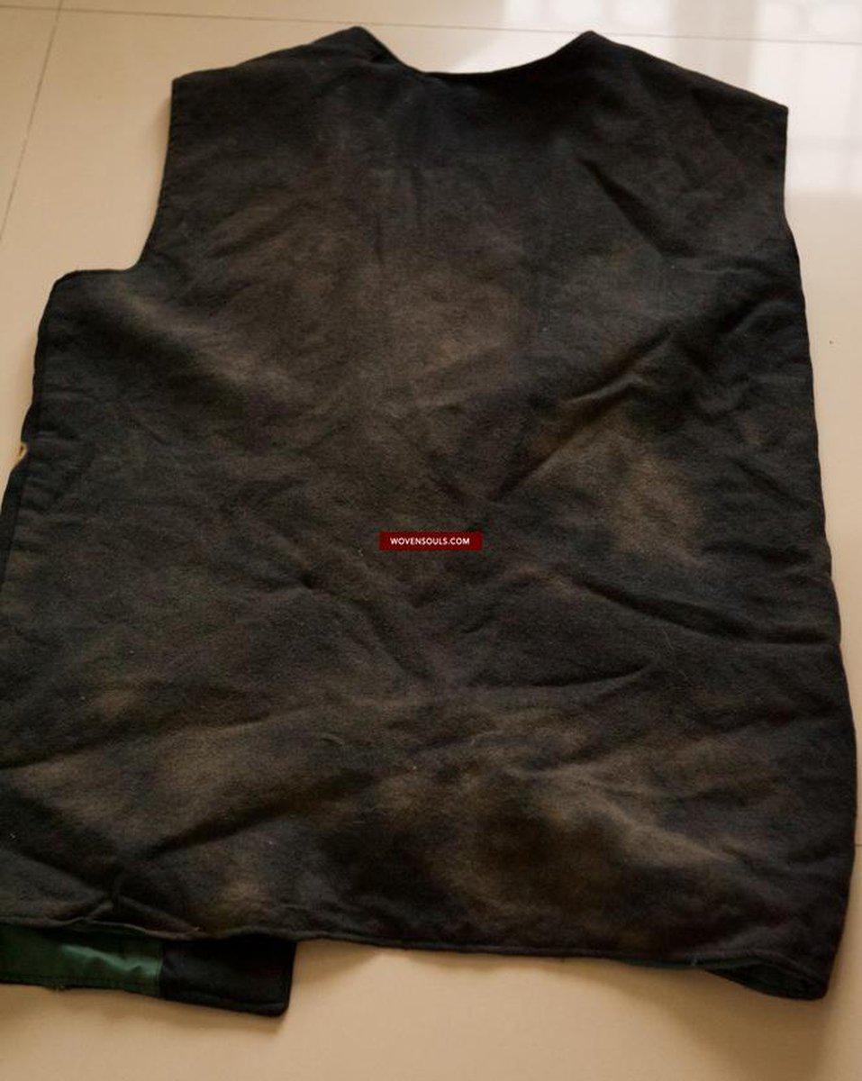 5130 Superb Vintage Tibetan Tie-Dye Pashmina Wool Vest-WOVENSOULS-Antique-Vintage-Textiles-Art-Decor