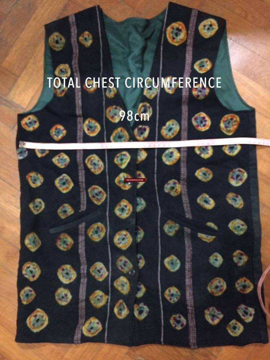 5130 Superb Vintage Tibetan Tie-Dye Pashmina Wool Vest-WOVENSOULS-Antique-Vintage-Textiles-Art-Decor