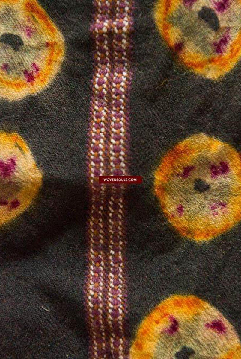 5130 Superb Vintage Tibetan Tie-Dye Pashmina Wool Vest-WOVENSOULS-Antique-Vintage-Textiles-Art-Decor