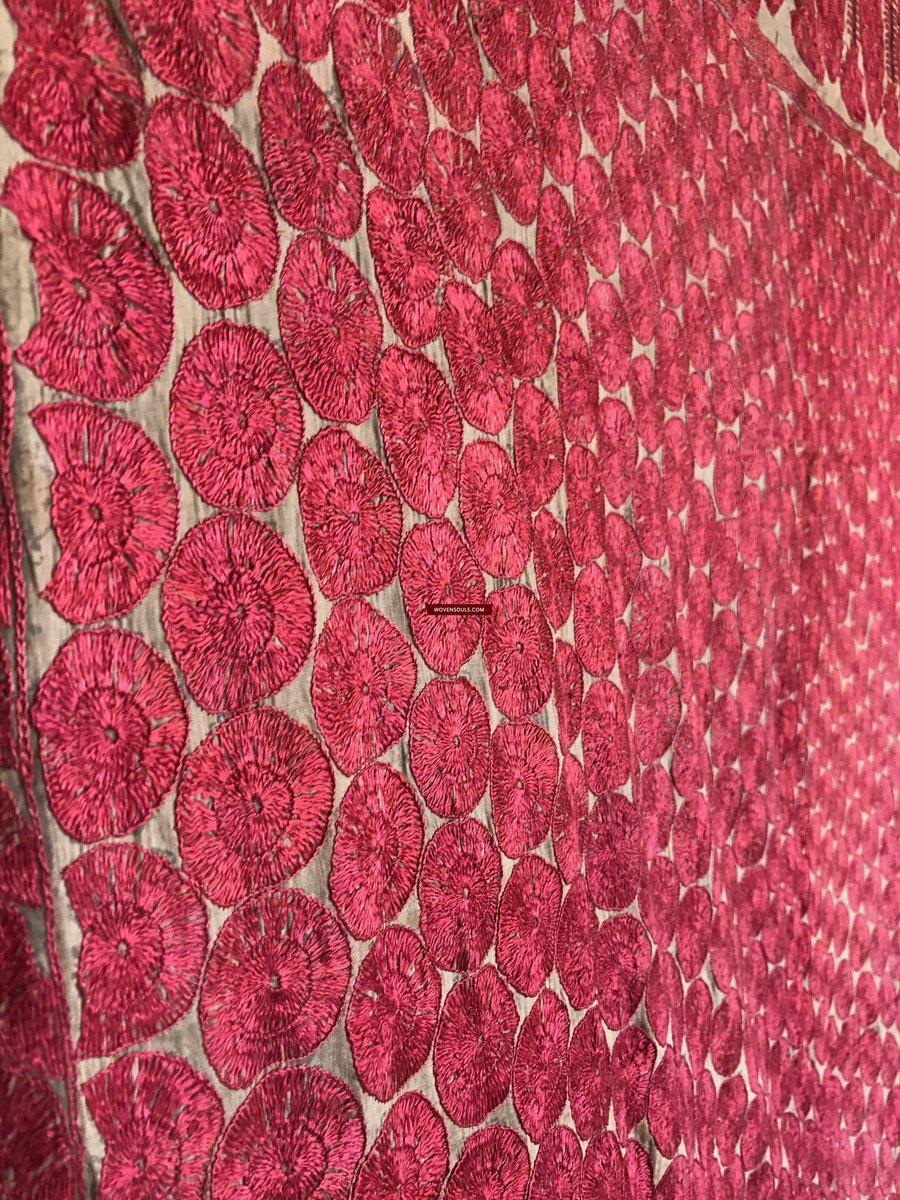 528 Old Sindh Odhana Abochani Shawl Silk Embroidery on Fine Base-WOVENSOULS-Antique-Vintage-Textiles-Art-Decor