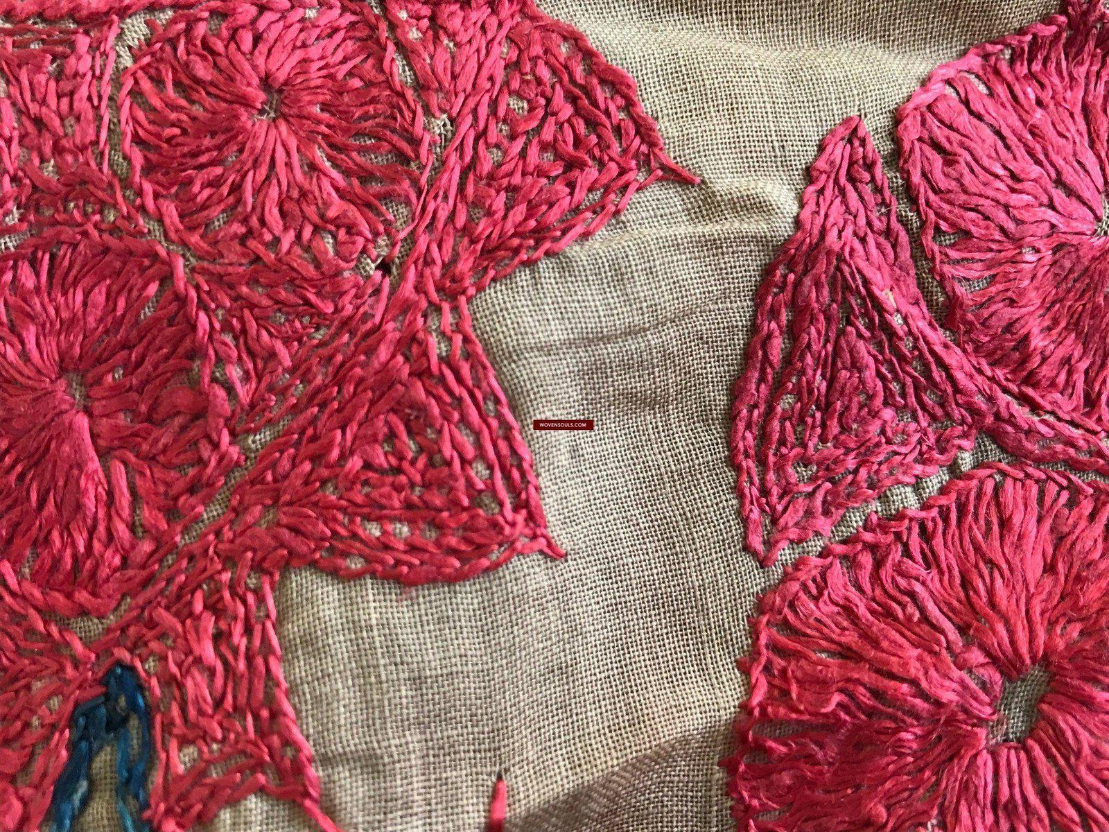 528 Old Sindh Odhana Abochani Shawl Silk Embroidery on Fine Base-WOVENSOULS-Antique-Vintage-Textiles-Art-Decor