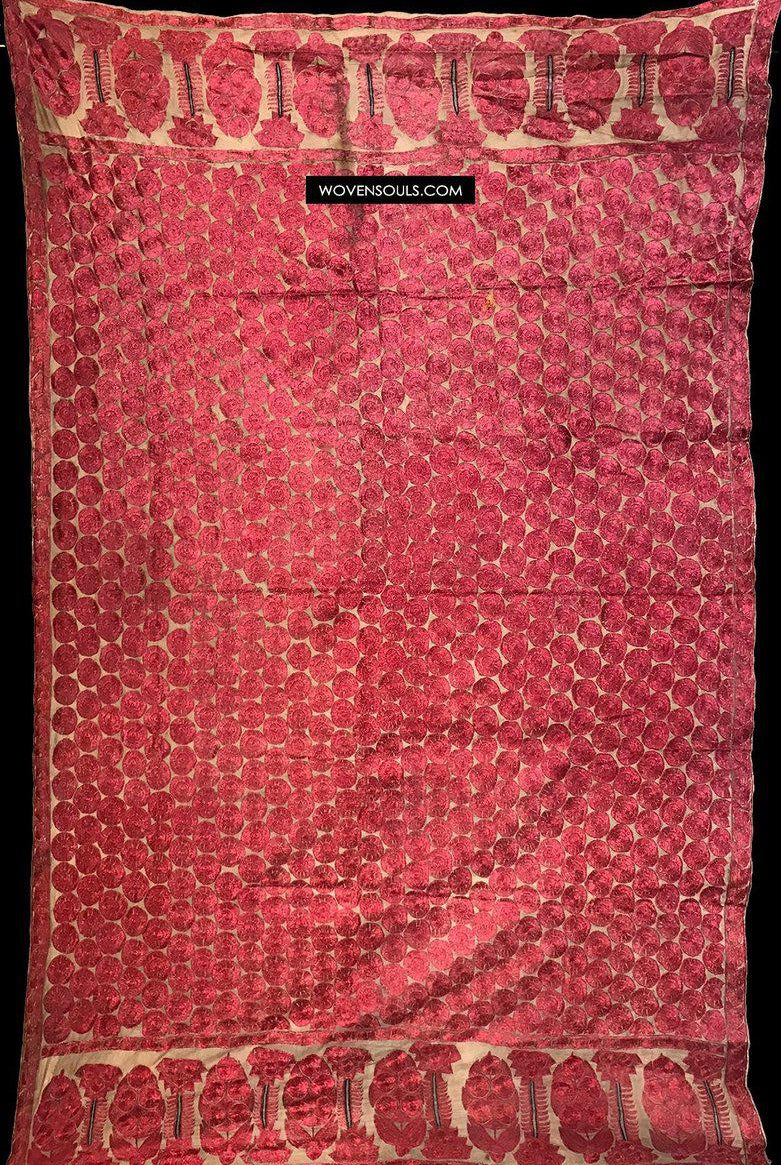 528 Old Sindh Odhana Abochani Shawl Silk Embroidery on Fine Base-WOVENSOULS-Antique-Vintage-Textiles-Art-Decor