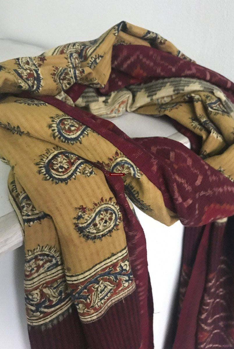 5304 Schal / Stola / Wickeltuch / Krawatte Baumwolle Hybrid Handwebstuhl Textilkunst - Ikat & Blockdruck-WOVENSOULS-Antike-Vintage-Textilien-Kunst-Dekor