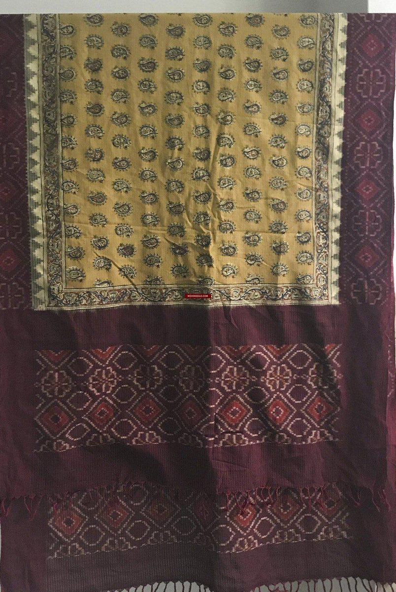 5304 Schal / Stola / Wickeltuch / Krawatte Baumwolle Hybrid Handwebstuhl Textilkunst - Ikat & Blockdruck-WOVENSOULS-Antike-Vintage-Textilien-Kunst-Dekor