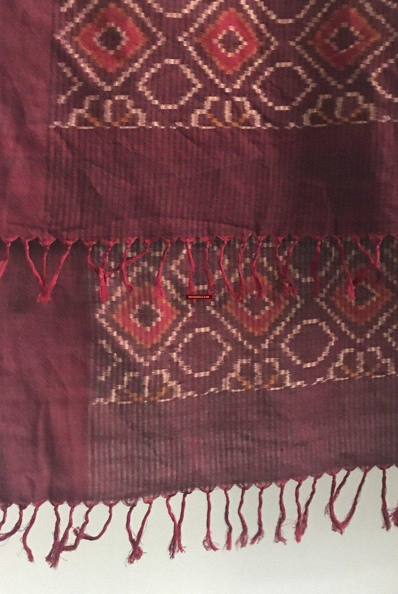 5304 Schal / Stola / Wickeltuch / Krawatte Baumwolle Hybrid Handwebstuhl Textilkunst - Ikat & Blockdruck-WOVENSOULS-Antike-Vintage-Textilien-Kunst-Dekor
