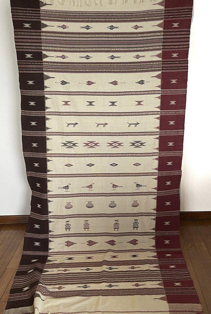 E5305 Large Orissa Tribal Koraput Figurative Ceremonial Shawl-WOVENSOULS-Antique-Vintage-Textiles-Art-Decor