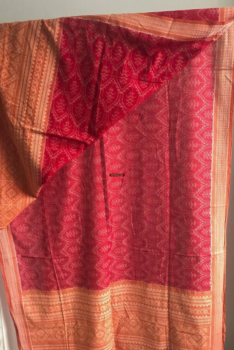 5306 Schal / Stola / Wickeltuch / Krawatte Baumwolle Handwebstuhl Textilkunst Ikat aus Odisha-WOVENSOULS-Antike-Vintage-Textilien-Kunst-Dekor