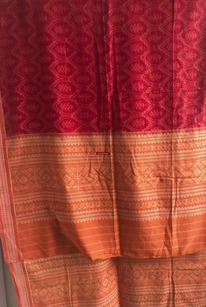 5306 Schal / Stola / Wickeltuch / Krawatte Baumwolle Handwebstuhl Textilkunst Ikat aus Odisha-WOVENSOULS-Antike-Vintage-Textilien-Kunst-Dekor