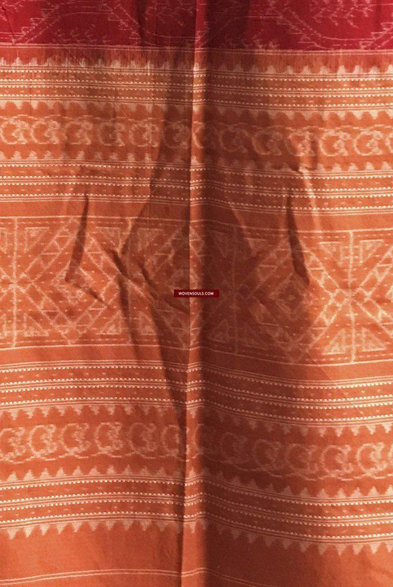 5306 Schal / Stola / Wickeltuch / Krawatte Baumwolle Handwebstuhl Textilkunst Ikat aus Odisha-WOVENSOULS-Antike-Vintage-Textilien-Kunst-Dekor