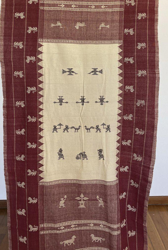 E5306 SUPERB Orissa Tribal Koraput Figurative Ceremonial Shawl-WOVENSOULS-Antique-Vintage-Textiles-Art-Decor