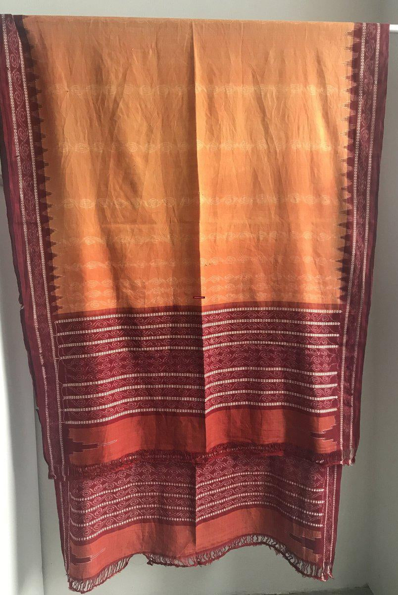 5309 VERKAUFT Vintage Ikat Schultertuch von Odisha - Hervorragende Erdfarben-WOVENSOULS-Antike-Vintage-Textilien-Kunst-Dekor